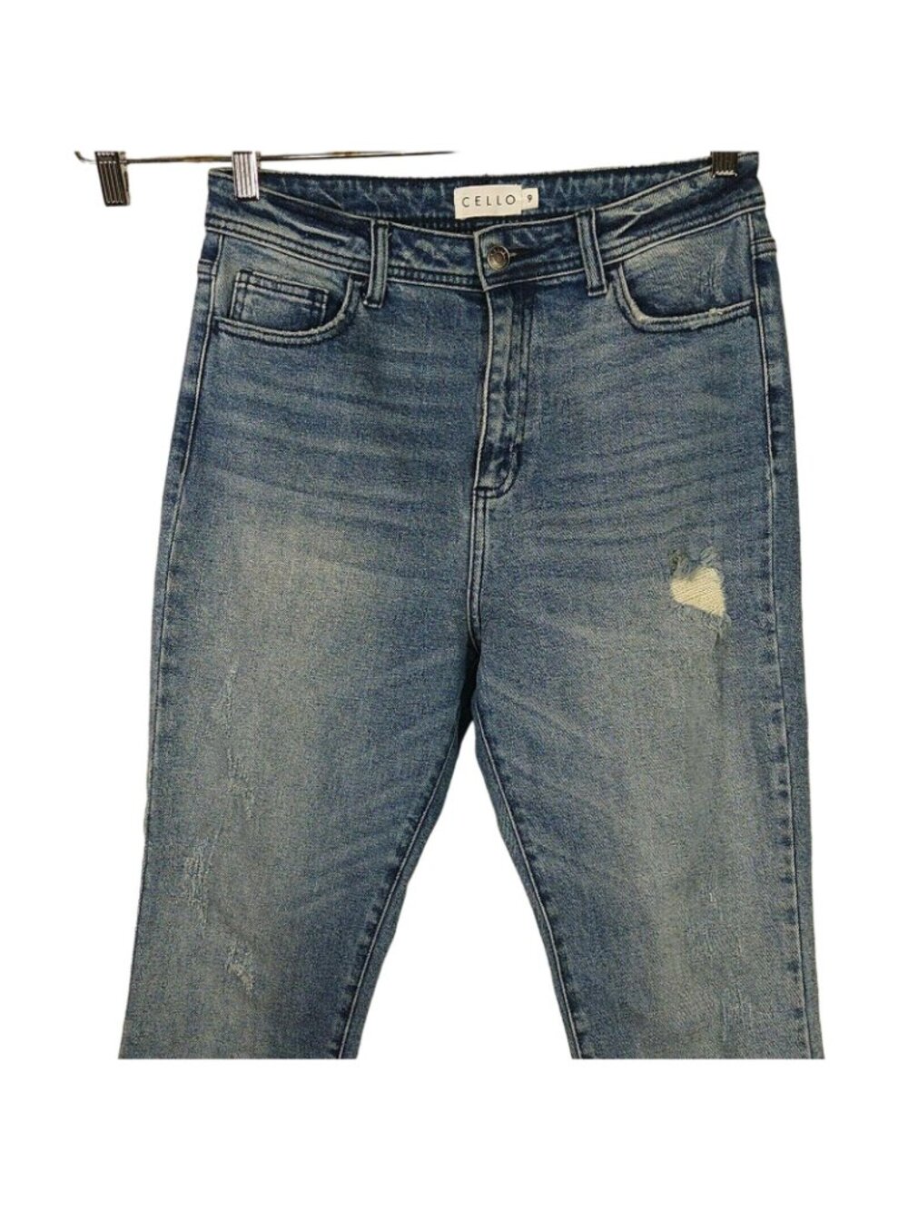 Cello Ripped Cropped Ankle Jeans Raw Hem Juniors Size 9 Light Wash - Picture 2 of 8